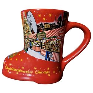 Vtg 2010 Christkindlmarket Chicago 15th Anniversary Ceramic Red Boot Mug German